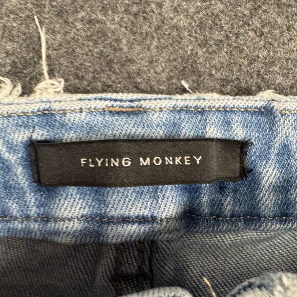 Flying Monkey Jeans Women Blue Distressed High Rise‎ Straight Raw Hem 24 STAIN* - Picture 5 of 11